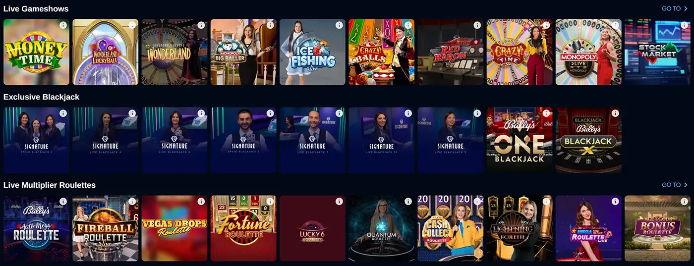 Monopoly casino live section